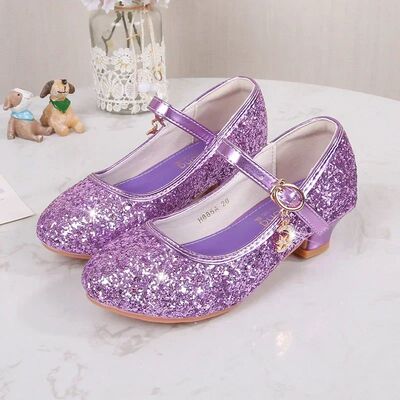 Classic Children High Heels Leather Shoes Fashion Sequins El