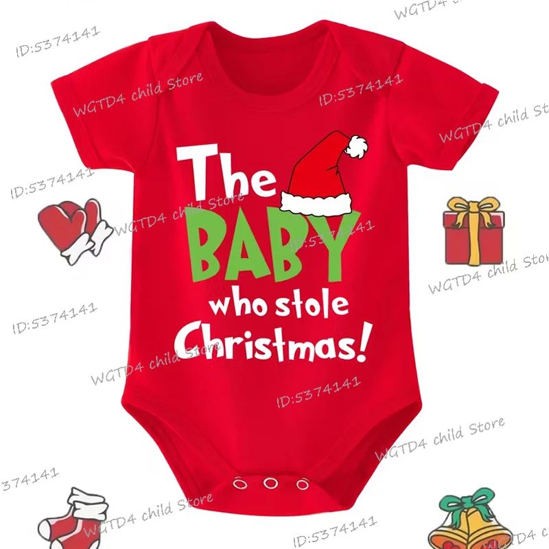 Cute The Baby Who Stole Christmas Letter Print Baby Romper M