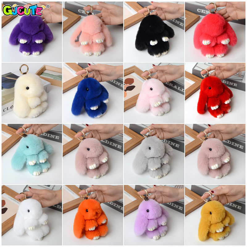 23 Color Rabbit Keychain Fluffy Real Fur Pompon Bunny