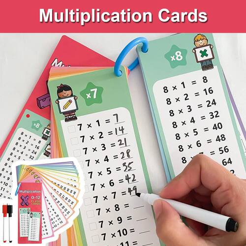 0-12 Multiplication Charts, Times Table Cards, Self Check Ma