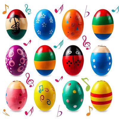 5PCS Wooden Egg Shakers Musical Instruments Baby Kids Presch