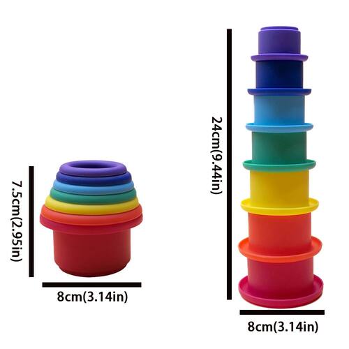 Montessori Silicone Stacking Toys Rainbow Tower Cup Early Ed
