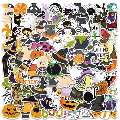 100pcs Cute Cartoon Halloween Stickers For Luggage Laptop Gu