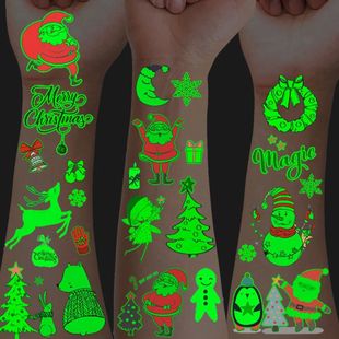 12 Sheets Luminous Christmas Temporary Tattoos,Glow in The D