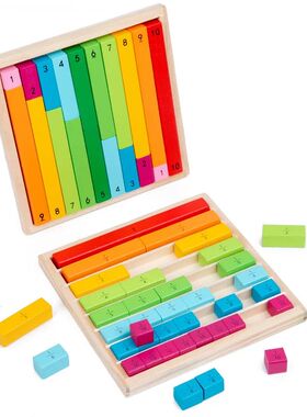 Wooden Montessori Teaching Aids Math Toys Color Fraction Sti