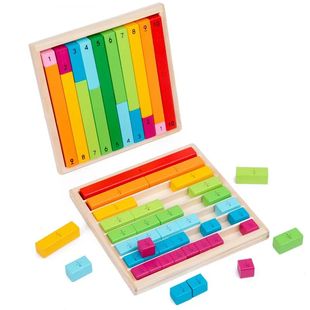Wooden Montessori Teaching Aids Math Toys Color Fraction Sti