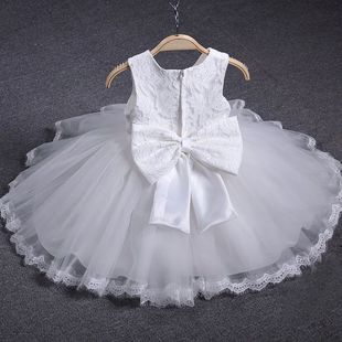 Lace Girl Baptism Dresses Baby Flower White Toddler Tulle