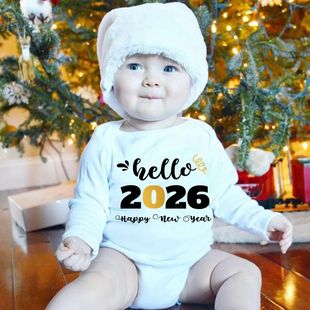 Hello 2026 Happy Year Baby Bodysuit Cotton Long Sleeve Infa
