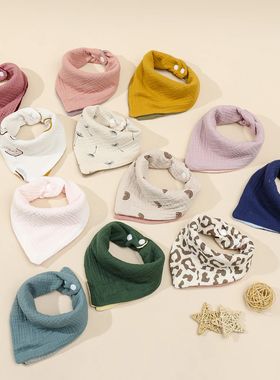 Baby Cotton Bibs Triangle Soft Double Colors Burp Cloth Sali