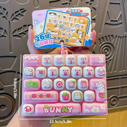 26Grid Keycap Clicker Anti Stress Fidget Keyboard Keychain D