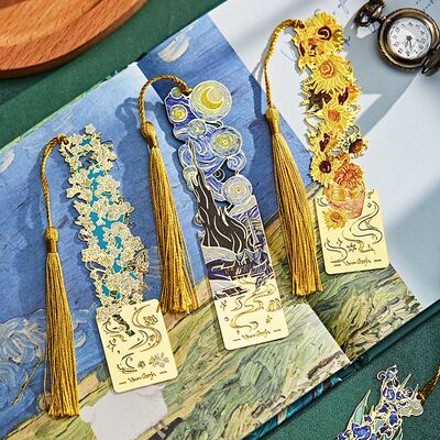 Van Gogh Oil Painting Style Bookmark Vintage Metal Book Page