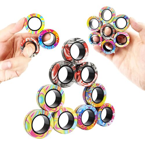 3pcs Finger Magnetic Rings Colorful Fidget Toy Set Adult Mag