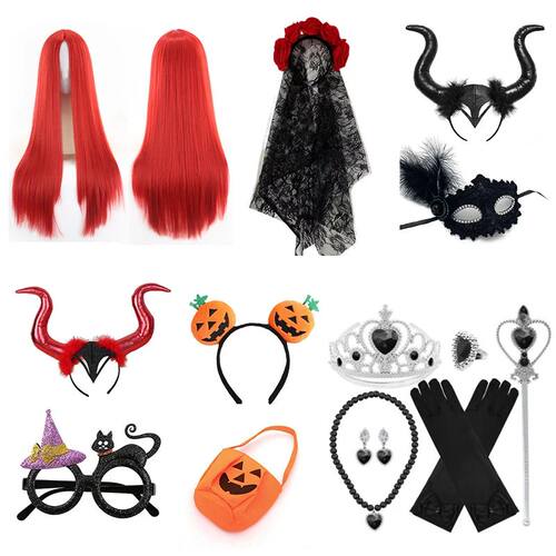 Children Halloween Party Accessories Girls Red Wig Witch Vam