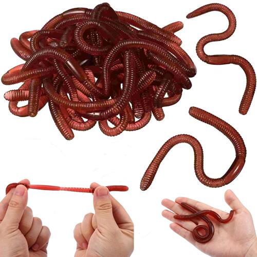 10Pcs Simulated Insects Earthworms Soft Rubber Toy Floor Dra