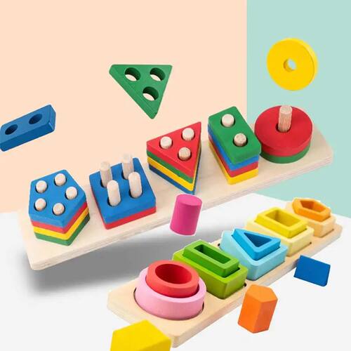 Montessori Wood Toys for Kids Wooden Sorting Stacking Toys f