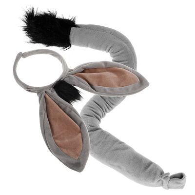 Donkey Costume Headband Tail Set Cute Animal Cosplay Ears Bi