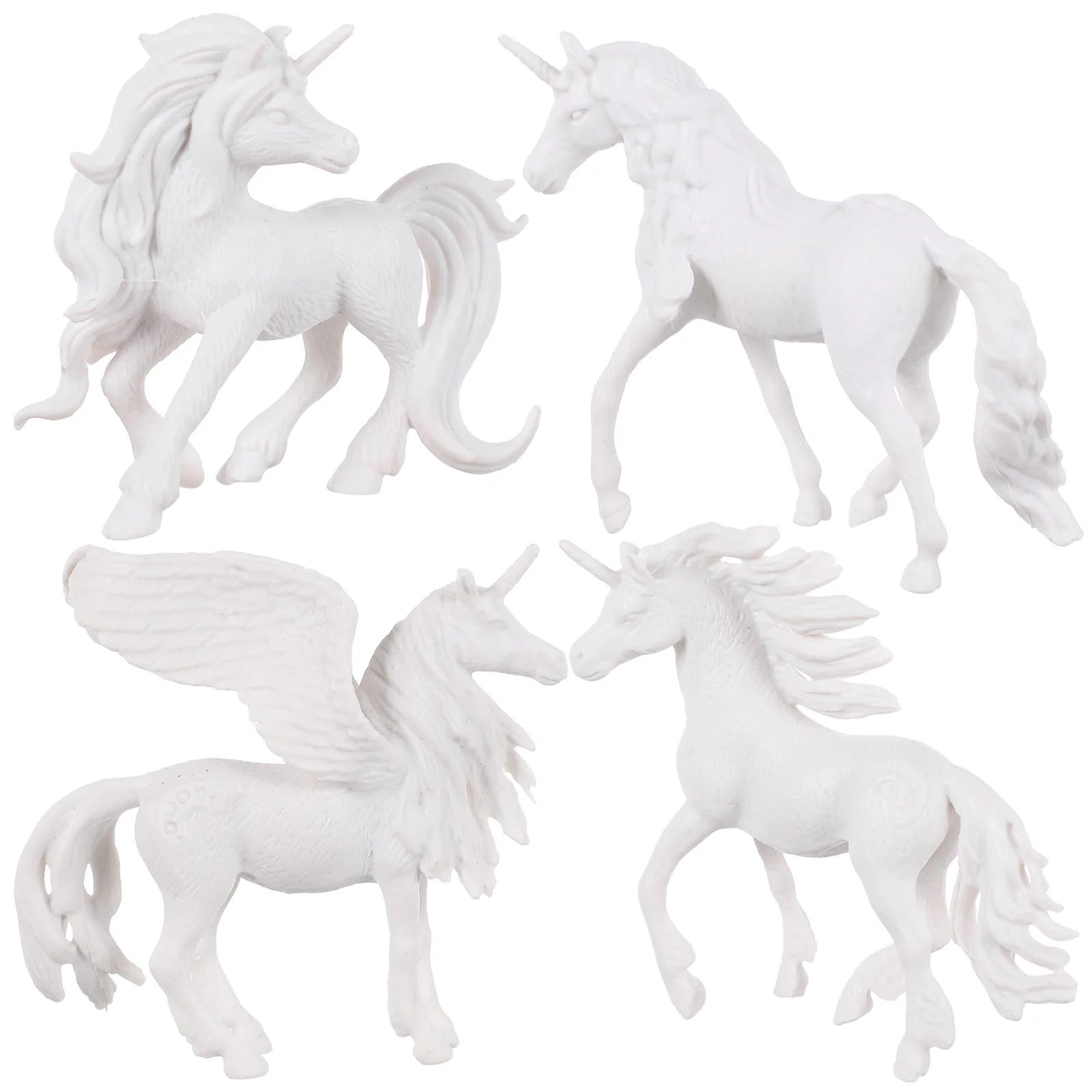 4 Pcs Coloring White Embryo and Crafts for Kids Unicorn Toy