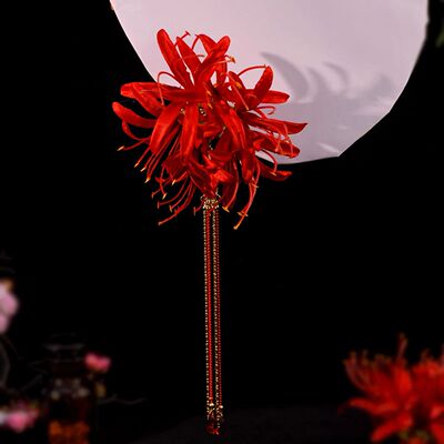 1Pc Red Flower Hairpins Side Clips Elegant Floral Headdress