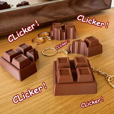 Creative Chocolate Clicker Keychain 3D Printed Keyrings Pres