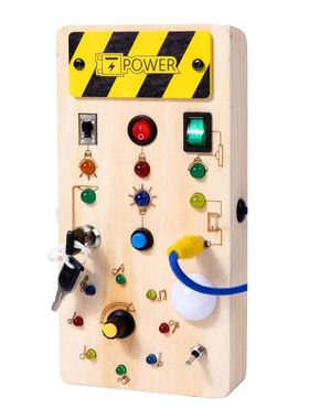 Montessori Busy Board Sensory Toys Wooden With LED Light Swi