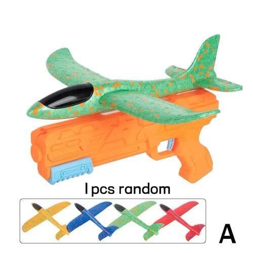 Kids Foam Airplane Launcher Toy Outdoor Catapult Plane Toy E