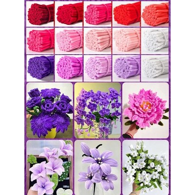 100Pcs Colorful Chenille Stems Pipe Cleaners Plush Tinsel St