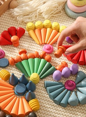 Creative Loose Parts Toys Baby Wooden Constructor Set Montes