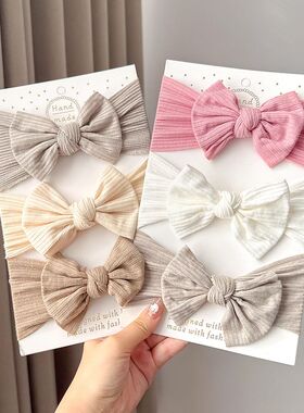 3Pcs/lot Baby Soft Headband Big Bowknot Headscraf Infant Nyl
