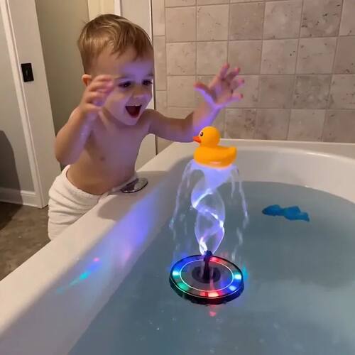 Solar Powered Led Light Up Yellow Rubber Floating Spraying D