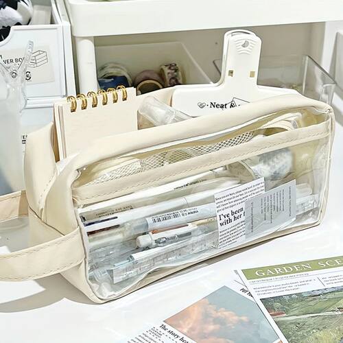 Large Capacity Clear PVC Pencil Case Transparent Waterproof