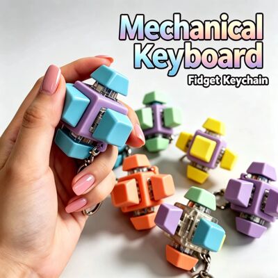 6-Sided Mechanical Keyboard Fidget Clicker Keychain Clickabl