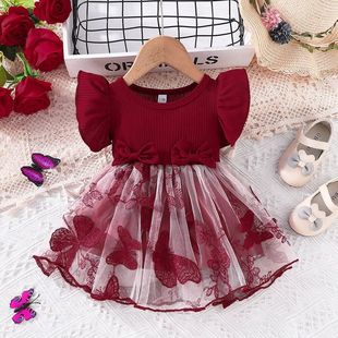 Dress For Kids 3Months -3Years old Cute Butterfly Embroidery