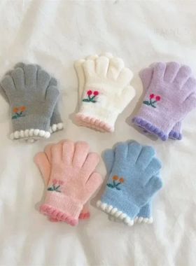 Korean Sweet Cherry Children Kids Warm Gloves Winter Windpro