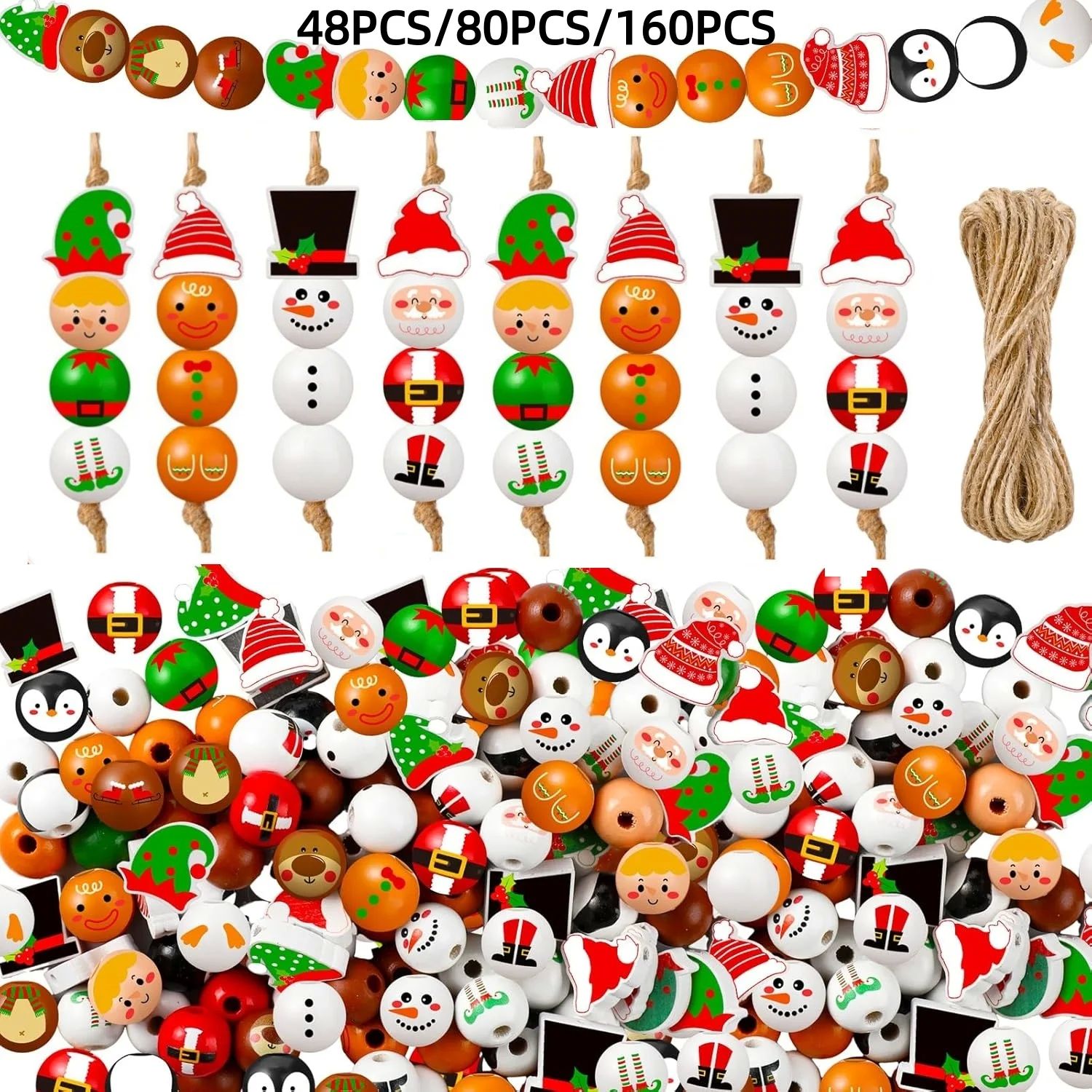 48PCS/80PCS/160PCS Santa Claus Gingerbread Man Snowman Elf S