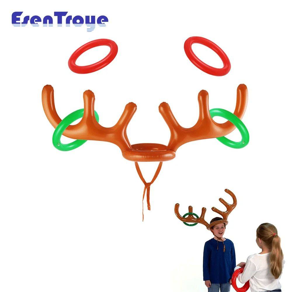 1 Set of Christmas Games Inflatable Reindeer Antlers Throwin