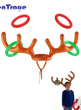 1 Set of Christmas Games Inflatable Reindeer Antlers Throwin