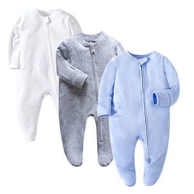 born Footed Pajamas Zipper Girl and Boy Romper Long Sleeve J