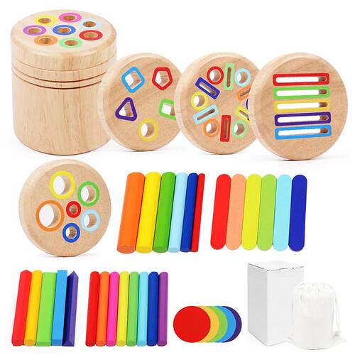 Mini Wooden Magnetic Color&Shape Sorting Cup Toy for Toddler