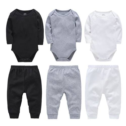 Muslin Plain 2 Pieces Baby Clothing Set Baby Boys Romper Wit