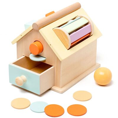 Montessori Wooden Toys 5 in 1 Object Permanence Box Ball Coi