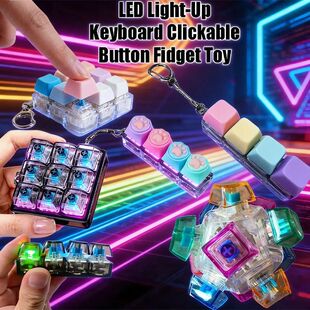 LED Keyboard Keychain Fidget Toy - Clickable Buttons Stress