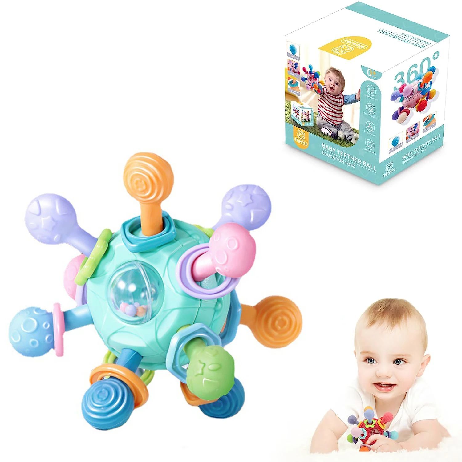 Baby Teething Toys Silicone Ball Shape Design Sensory Toys F