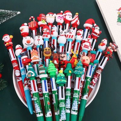 40Pcs/Lot Cute Cartoon Christmas Four Color Ballpoint Pens M