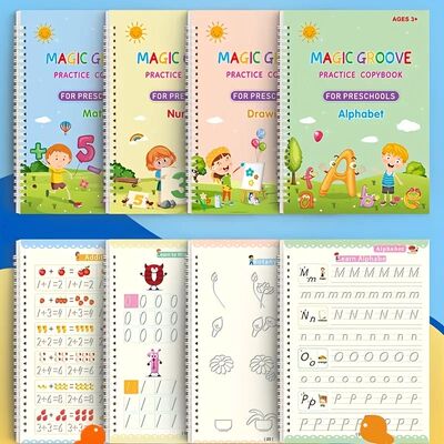 4Pcs Handwriting Workbooks Practice Copybook Magic Reusable