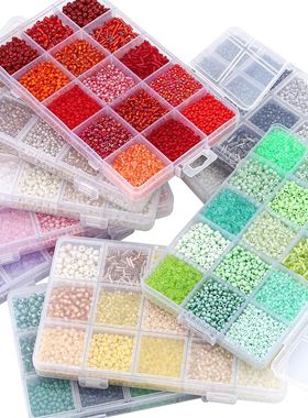 15 Colors Glass Beads Set for Bracelet Making Spacer Loose B