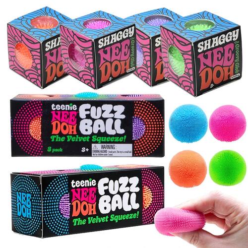 Teenie Needoh Fuzz Ball 3 Pack Mini Spiky Squeeze Toy Soft B