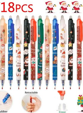 6/18pcs Christmas Pen Erasable Gel Pens Blue Ink 0.5mm Point