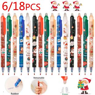 6/18pcs Christmas Pen Erasable Gel Pens Blue Ink 0.5mm Point