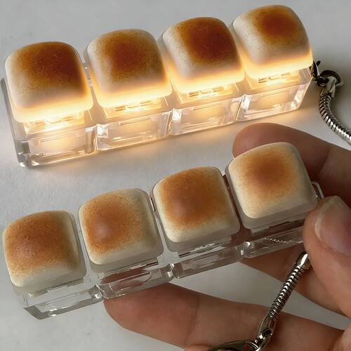 Bread Keycap Stress Relief Clicker Keychain Mechanical Keybo