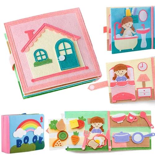 Toddlers Montessori Busy Book 3D Baby Story Cloth Activities